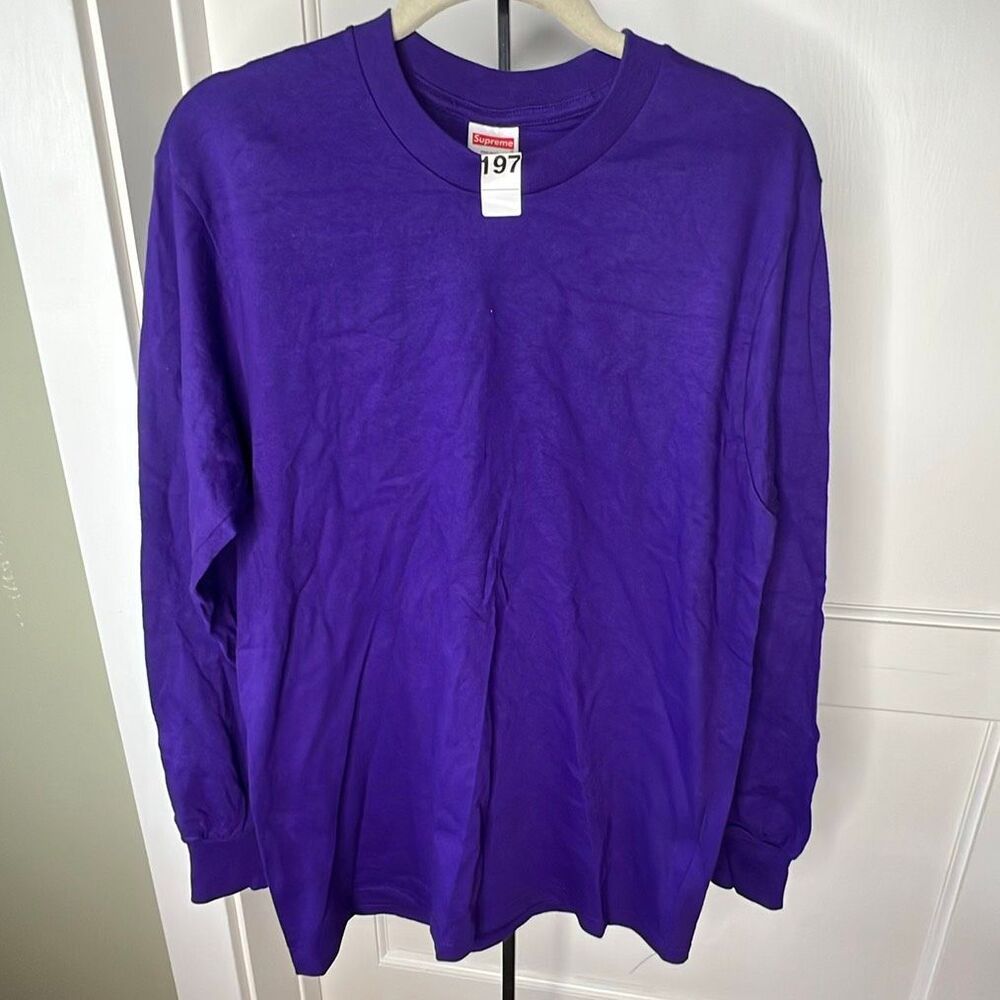Supreme Blank Preshrunk Long Sleeve Tshirt Purple Size Small NWOT